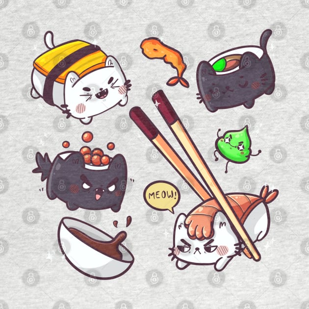 Sushi cats by lunaticpark